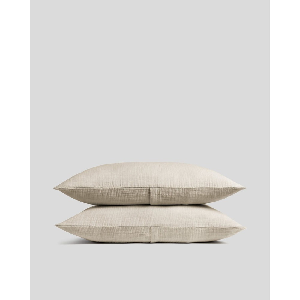 Parachute Home Cloud Cotton Pillow Shams Standard Tan Sand Gauze Set of 2